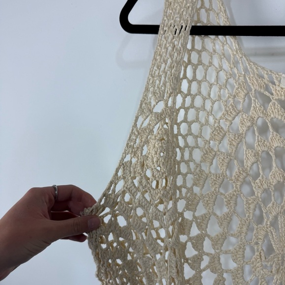 Umgee Brown Knit Crochet Fringe Kimono Cardigan Boho Bohemian Hippie Neutral - Picture 3 of 4